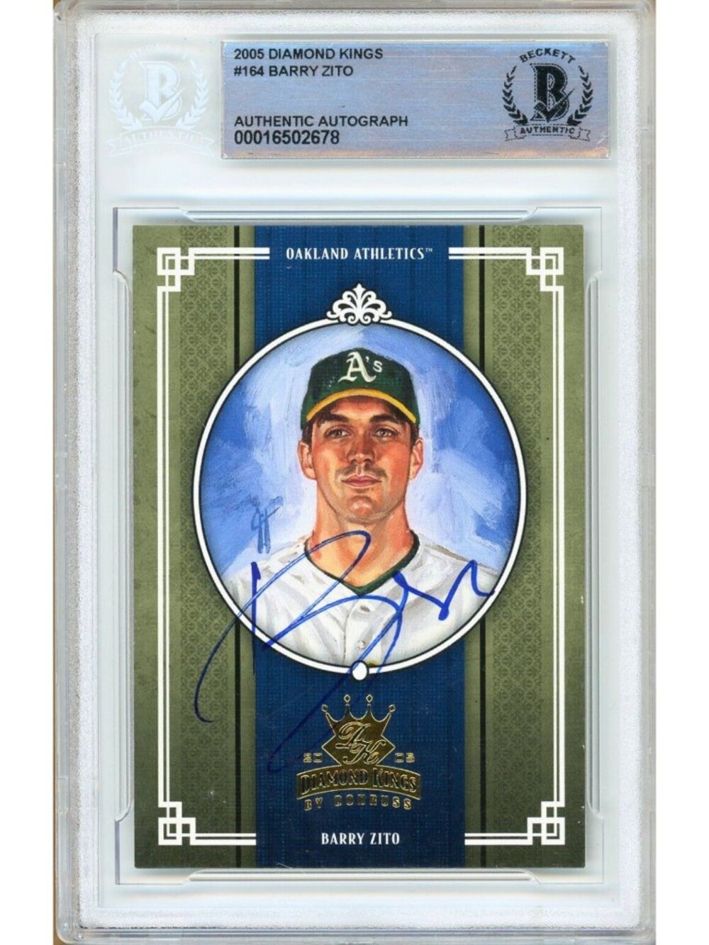 Barry Zito Signed 2005 Diamond Kings #164 Oakland Athletics Beckett BAS Slabbed